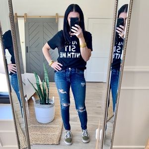 American Eagle High-waisted distressed denim.